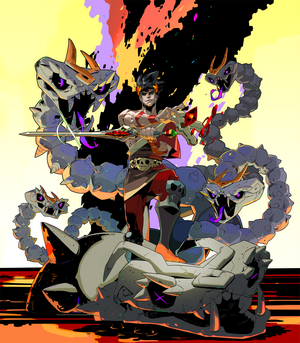 Zagreus from Hades with snake-like creatures