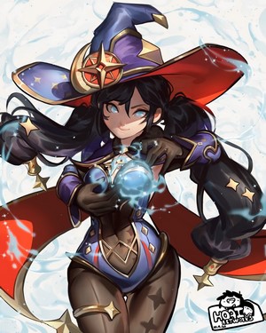 Mona from Genshin Impact holding a magic orb