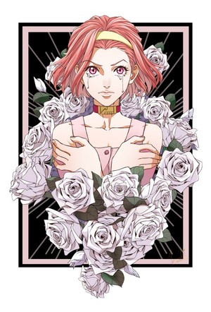 Reimi Sugimoto from JoJo's Bizarre Adventure surrounded by roses