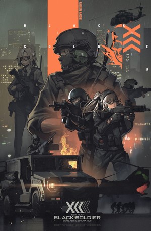 Black Soldier Tactical Anime Art