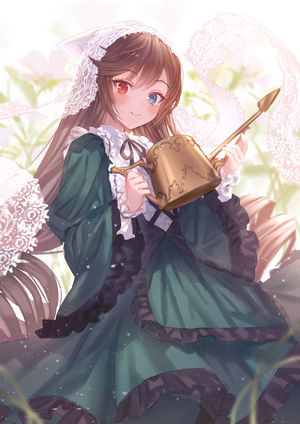 Suiseiseki from Rozen Maiden holding a watering can