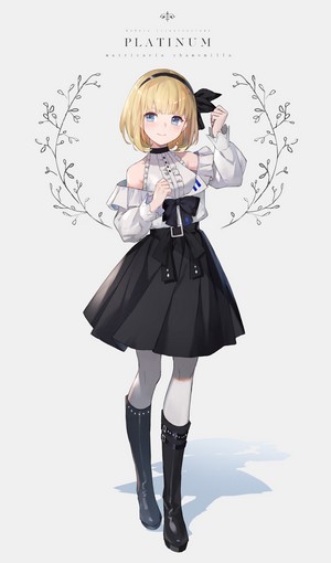 Anime girl with blonde short hair and blue eyes