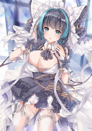 Cheshire from Azur Lane in a maid outfit