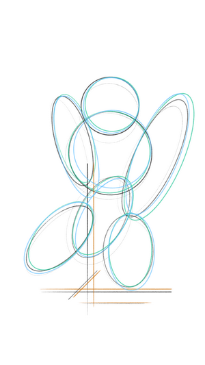 Abstract sketch of a figure with overlapping ellipses