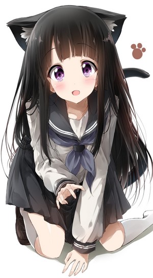 Chitanda Eru in School Uniform with Cat Ears