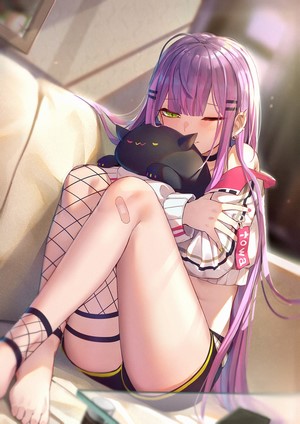 Tokoyami Towa with Purple Hair and Plush Toy