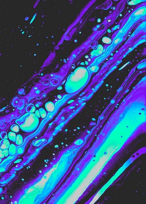 Abstract psychedelic fluid art with purple and blue colors