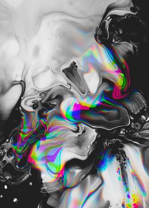 Abstract psychedelic fluid art with chromatic aberration