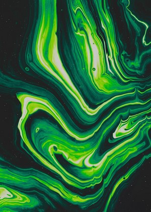Abstract green and black fluid art