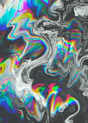 Abstract psychedelic colorful gray fluid art