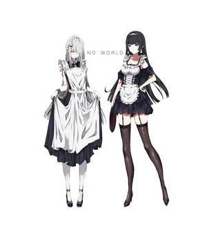 Two anime girls in maid outfits
