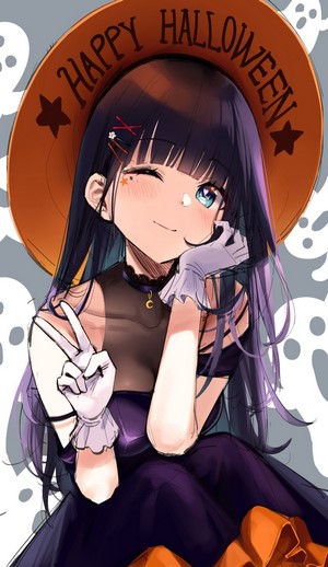 Halloween Anime Girl in Witch Hat