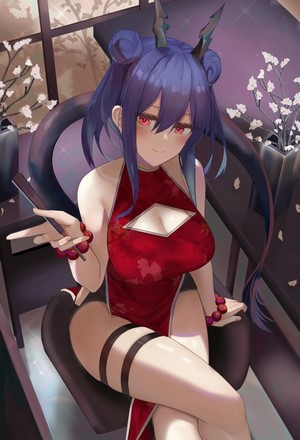 Chen from Arknights in Chinese Dress
