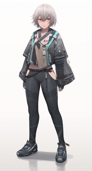 Anime girl with silver hair and red eyes