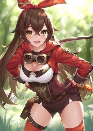 Amber from Genshin Impact in a forest