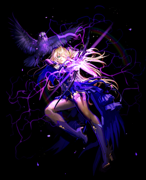 Fischl from Genshin Impact with a Raven