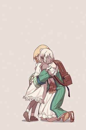 Two anime girls hugging