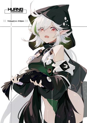 Tomimi from Arknights holding a fish