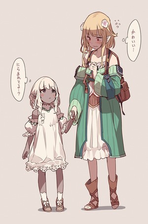 Two anime elves with pointy ears, one is a child
