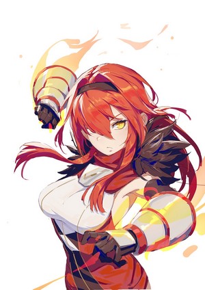 Anime girl with red hair and armor