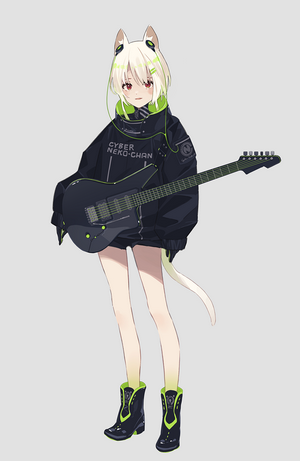 Anime cat girl with electric guitar