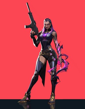 Reyna from Valorant holding a machine gun
