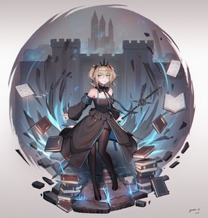 Yurichtofen from Arknights with floating books