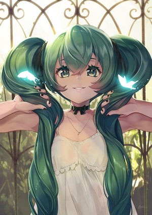 Hatsune Miku from Vocaloid in a sun dress
