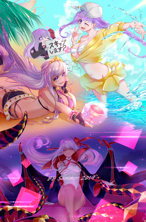 BB from Fate Series on a Beach and in a Dark Outfit