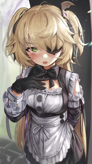 #1194585 maid outfit, green eyes, blonde, portrait display, Genshin ...