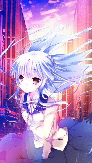 Tachibana Kanade from Angel Beats! in a city