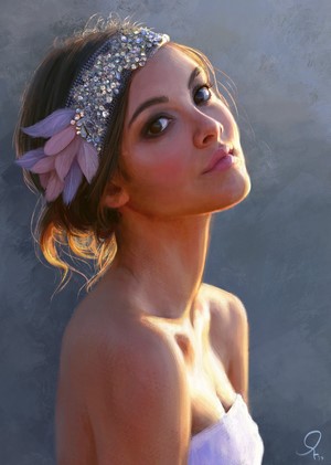 Digital painting of a woman with a jeweled headband