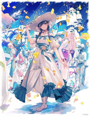 Characters from Final Fantasy XIV in summer attire