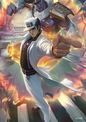Jotaro Kujo and Star Platinum from JoJo's Bizarre Adventure