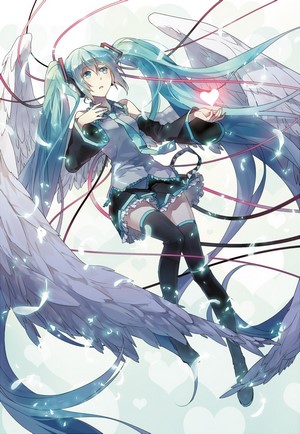 Hatsune Miku with Angel Wings and Heart