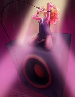 Taylor Momsen from The Pretty Reckless performing on stage