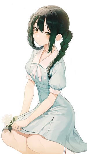 Nakano Azusa from K-ON! with a white rose
