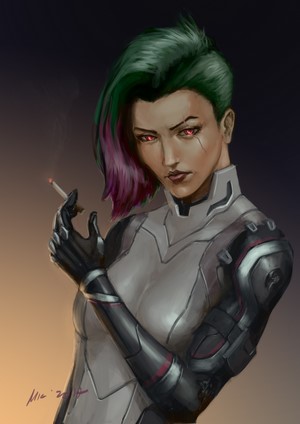 Sombra from Cyberpunk 2077 fan art