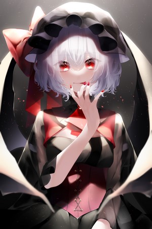 Remilia Scarlet from Touhou with red eyes and black dress