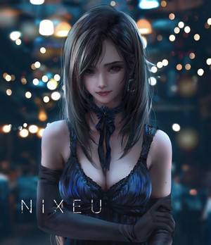 Tifa Lockhart from Final Fantasy in a blue dress
