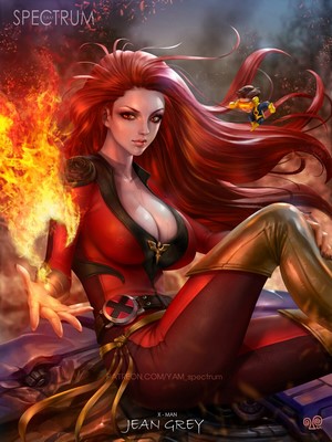Jean Grey from X-Men with fire