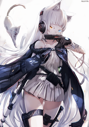 AWP from Girls Frontline with cat companion