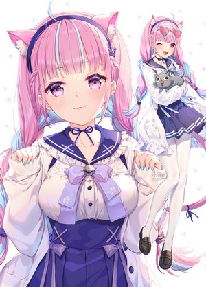 Minato Aqua from Hololive as a cat girl