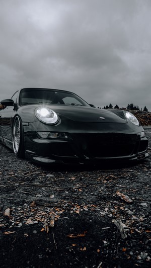 Black custom Porsche 996 with air ride suspension