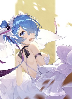 Rem from Re:Zero Kara Hajimeru Isekai Seikatsu in a wedding dress