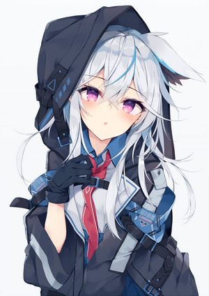 Nibiiro Shizuka anime girl with silver hair and purple eyes