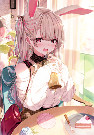 Shnva Bunny Girl in Cozy Cafe