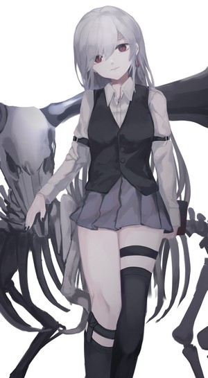 Ogami Ren with Red Eyes and Grey Hair