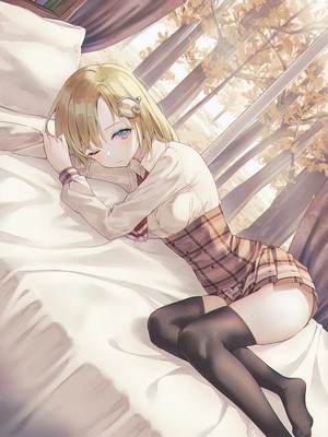 Amelia Watson from Hololive in bed