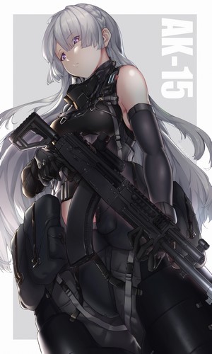 AK-15 from Girls Frontline holding a rifle